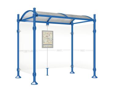 Wartehalle Province Agora Farbe:RAL 5010|Länge:2500 mm|Struktur:Mit 2 Seitenverkleidungen