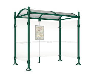 Wartehalle Province Agora Farbe:RAL 6005|Länge:2500 mm|Struktur:Mit 2 Seitenverkleidungen