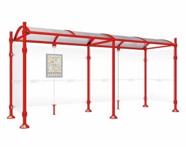 Wartehalle Province Agora Farbe:RAL 3020|Länge:5000 mm|Struktur:Mit 2 Seitenverkleidungen