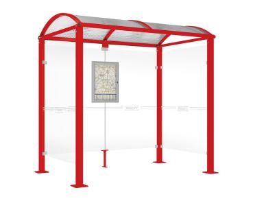 Wartehalle Malta Farbe:RAL 3020|Länge:2 500 mm|Struktur:Seitenverkleidung links und rechts