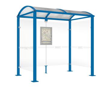 Wartehalle Malta Farbe:RAL 5010|Länge:2 500 mm|Struktur:Seitenverkleidung links und rechts