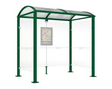 Wartehalle Malta Farbe:RAL 6005|Länge:2 500 mm|Struktur:Seitenverkleidung links und rechts