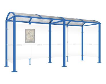 Wartehalle Malta Farbe:RAL 5010|Länge:5 000 mm|Struktur:Seitenverkleidung links und rechts