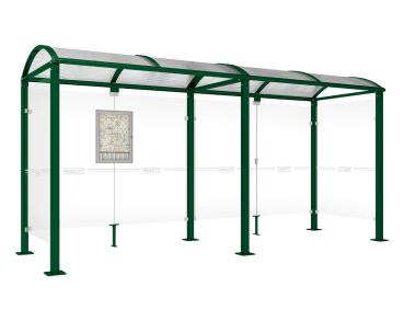 Wartehalle Malta Farbe:RAL 6005|Länge:5 000 mm|Struktur:Seitenverkleidung links und rechts