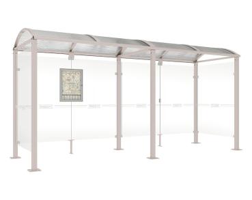 Wartehalle Malta Farbe:RAL 7044|Länge:5 000 mm|Struktur:Seitenverkleidung links und rechts