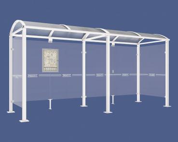 Wartehalle Malta Farbe:RAL 9010|Länge:5 000 mm|Struktur:Seitenverkleidung links und rechts
