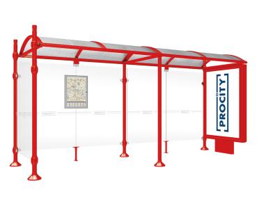 Wartehalle Province City Farbe:RAL 3020|Länge:5000 mm|Struktur:Mit Leuchtcaisson und einer Seitenverkleidung