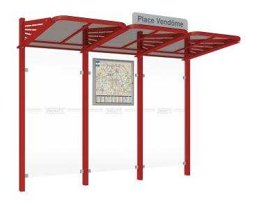 Wartehalle Convi Farbe:RAL 3004|Struktur:Ohne Seitenverkleidung
