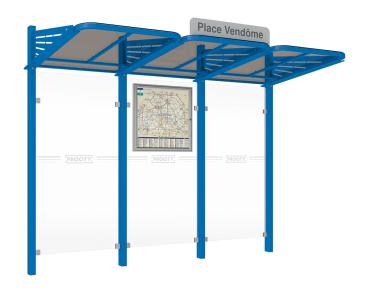 Wartehalle Convi Farbe:RAL 5010|Struktur:Ohne Seitenverkleidung