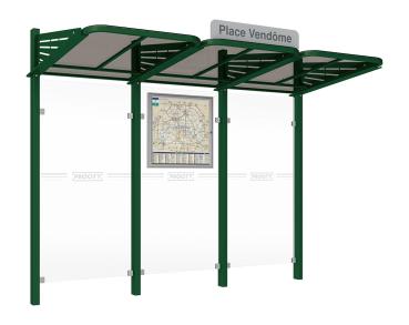 Wartehalle Convi Farbe:RAL 6005|Struktur:Ohne Seitenverkleidung