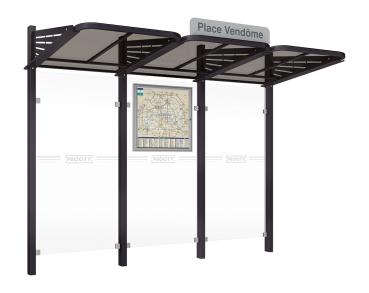 Wartehalle Convi Farbe:RAL 9005|Struktur:Ohne Seitenverkleidung