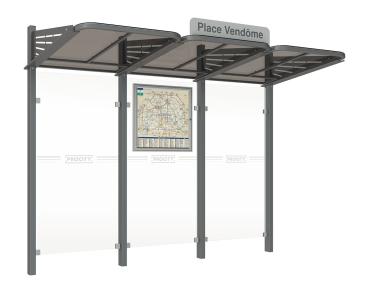 Wartehalle Convi Farbe:Procity grau|Struktur:Ohne Seitenverkleidung