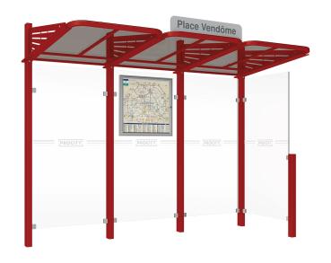 Wartehalle Convi Farbe:RAL 3004|Struktur:Seitenverkleidung rechts
