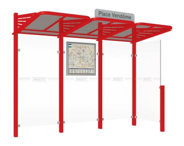 Wartehalle Convi Farbe:RAL 3020|Struktur:Seitenverkleidung rechts