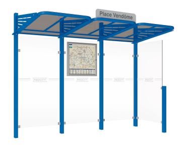 Wartehalle Convi Farbe:RAL 5010|Struktur:Seitenverkleidung rechts