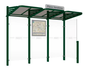 Wartehalle Convi Farbe:RAL 6005|Struktur:Seitenverkleidung rechts