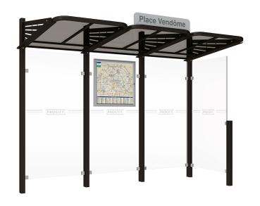 Wartehalle Convi Farbe:RAL 9005|Struktur:Seitenverkleidung rechts