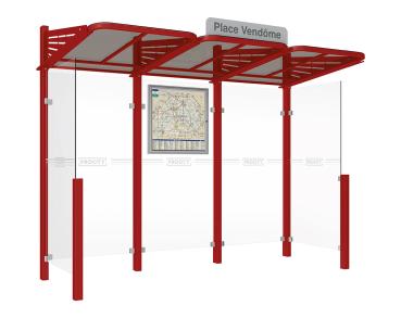 Wartehalle Convi Farbe:RAL 3004|Struktur:Seitenverkleidung links und rechts