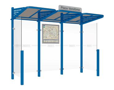 Wartehalle Convi Farbe:RAL 5010|Struktur:Seitenverkleidung links und rechts