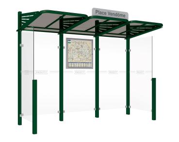 Wartehalle Convi Farbe:RAL 6005|Struktur:Seitenverkleidung links und rechts