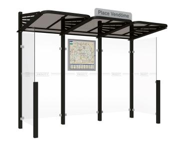 Wartehalle Convi Farbe:RAL 9005|Struktur:Seitenverkleidung links und rechts