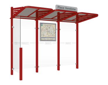 Wartehalle Convi Farbe:RAL 3004|Struktur:Seitenverkleidung links
