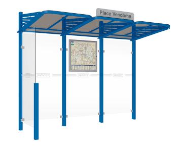 Wartehalle Convi Farbe:RAL 5010|Struktur:Seitenverkleidung links