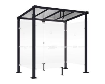 Raucherunterstand Milano Farbe:RAL 9005|Länge:Länge 2500 mm
