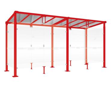 Raucherunterstand Milano Farbe:RAL 3020|Länge:Länge 5000 mm