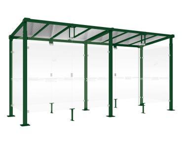 Raucherunterstand Milano Farbe:RAL 6005|Länge:Länge 5000 mm