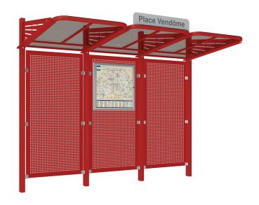 Wartehalle Convi Verkleidungen aus Stahl Farbe:RAL 3004|Struktur:Ohne Seitenverkleidung