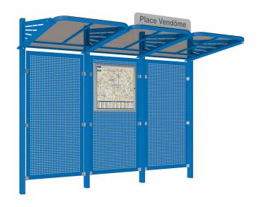 Wartehalle Convi Verkleidungen aus Stahl Farbe:RAL 5010|Struktur:Ohne Seitenverkleidung