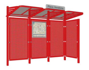 Wartehalle Convi Verkleidungen aus Stahl Farbe:RAL 3020|Struktur:Mit Seitenverkleidung rechts
