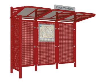 Wartehalle Convi Verkleidungen aus Stahl Farbe:RAL 3004|Struktur:Mit Seitenverkleidung links