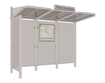Wartehalle Convi Verkleidungen aus Stahl Farbe:RAL 7044|Struktur:Mit Seitenverkleidung links