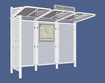 Wartehalle Convi Verkleidungen aus Stahl Farbe:RAL 9010|Struktur:Mit Seitenverkleidung links