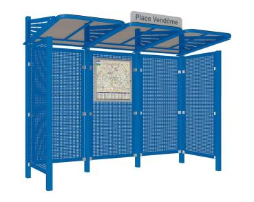 Wartehalle Convi Verkleidungen aus Stahl Farbe:RAL 5010|Struktur:2 Seitenverkleidungen