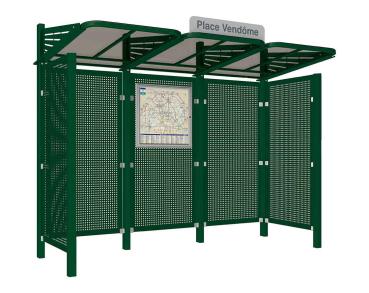 Wartehalle Convi Verkleidungen aus Stahl Farbe:RAL 6005|Struktur:2 Seitenverkleidungen