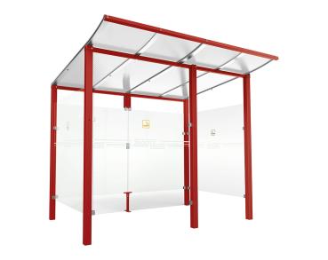 Raucherunterstand Modulo Farbe:RAL 3004|Struktur:Mit Frontverkleidung|Weitere Merkmale:Zum Einbetonieren|Abmessungen:2500 mm - Tiefe 2000 mm