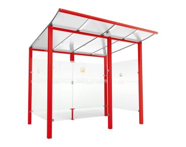 Raucherunterstand Modulo Farbe:RAL 3020|Struktur:Mit Frontverkleidung|Weitere Merkmale:Zum Einbetonieren|Abmessungen:2500 mm - Tiefe 2000 mm