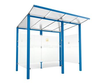 Raucherunterstand Modulo Farbe:RAL 5010|Struktur:Mit Frontverkleidung|Weitere Merkmale:Zum Einbetonieren|Abmessungen:2500 mm - Tiefe 2000 mm