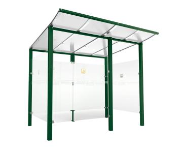 Raucherunterstand Modulo Farbe:RAL 6005|Struktur:Mit Frontverkleidung|Weitere Merkmale:Zum Einbetonieren|Abmessungen:2500 mm - Tiefe 2000 mm