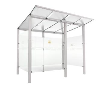 Raucherunterstand Modulo Farbe:RAL 7044|Struktur:Mit Frontverkleidung|Weitere Merkmale:Zum Einbetonieren|Abmessungen:2500 mm - Tiefe 2000 mm