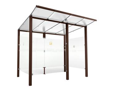 Raucherunterstand Modulo Farbe:RAL 8017|Struktur:Mit Frontverkleidung|Weitere Merkmale:Zum Einbetonieren|Abmessungen:2500 mm - Tiefe 2000 mm
