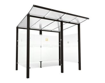 Raucherunterstand Modulo Farbe:RAL 9005|Struktur:Mit Frontverkleidung|Weitere Merkmale:Zum Einbetonieren|Abmessungen:2500 mm - Tiefe 2000 mm