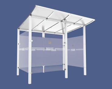 Raucherunterstand Modulo Farbe:RAL 9010|Struktur:Mit Frontverkleidung|Weitere Merkmale:Zum Einbetonieren|Abmessungen:2500 mm - Tiefe 2000 mm