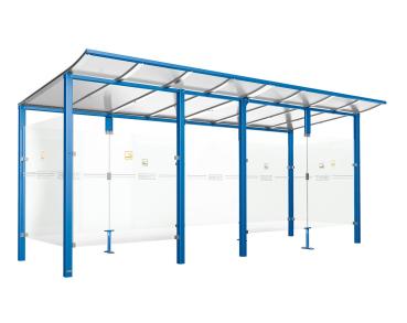 Raucherunterstand Modulo Farbe:RAL 5010|Struktur:Mit Frontverkleidung|Weitere Merkmale:Zum Einbetonieren|Abmessungen:5000 mm - Tiefe 2000 mm