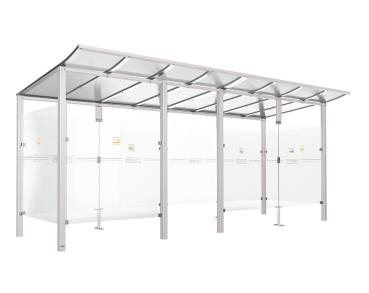 Raucherunterstand Modulo Farbe:RAL 7044|Struktur:Mit Frontverkleidung|Weitere Merkmale:Zum Einbetonieren|Abmessungen:5000 mm - Tiefe 2000 mm