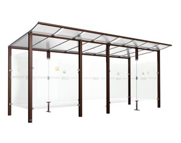 Raucherunterstand Modulo Farbe:RAL 8017|Struktur:Mit Frontverkleidung|Weitere Merkmale:Zum Einbetonieren|Abmessungen:5000 mm - Tiefe 2000 mm