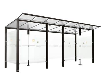 Raucherunterstand Modulo Farbe:RAL 9005|Struktur:Mit Frontverkleidung|Weitere Merkmale:Zum Einbetonieren|Abmessungen:5000 mm - Tiefe 2000 mm